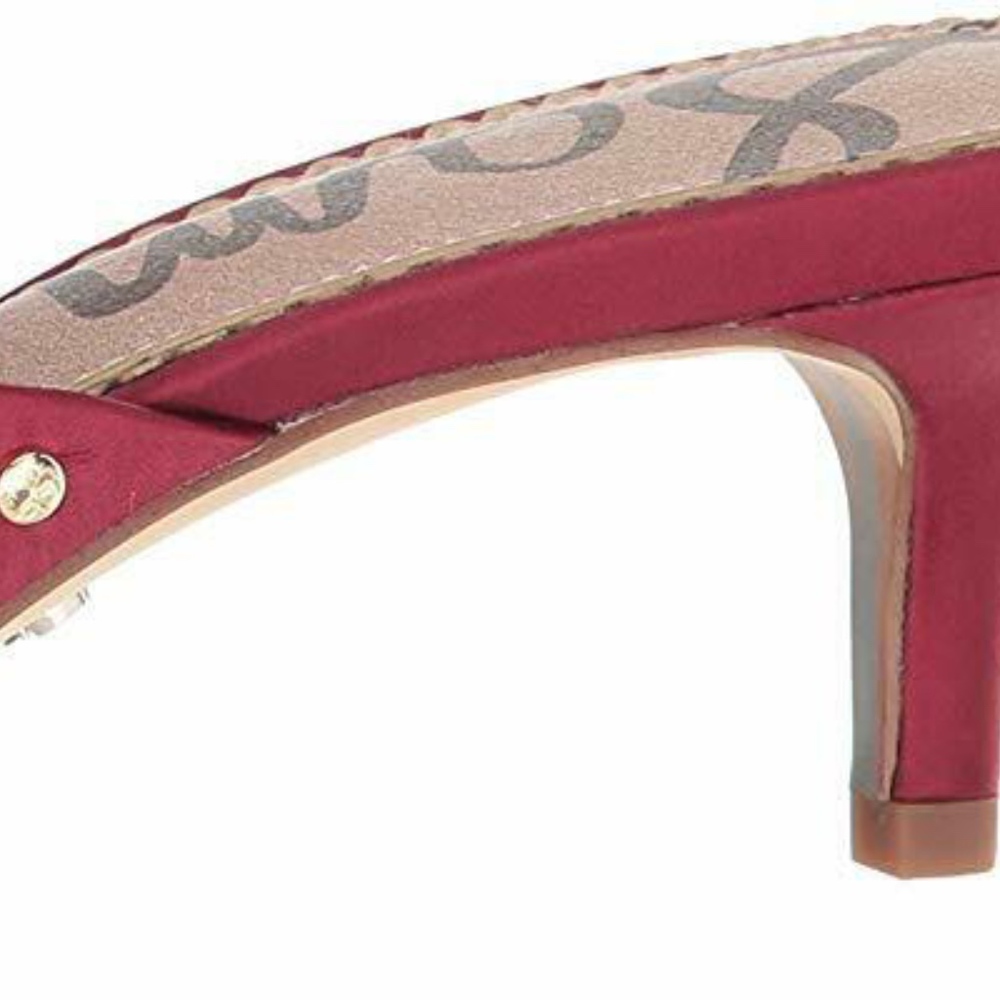 New Sam Edelman Dorcy Beet Red Satin Embellished - Picture 3 of 4